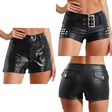 Women Boxer Shorts Rave Pants Disco Underwear Casual Leather Halloween Bottoms