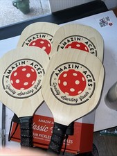 4 Pickleball Paddles Amazin' Aces Wood LOOK.