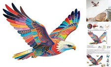 Goodangie00 14.5" Wooden Patriotic Eagle Wall Art, Laser Cut Colorful Print