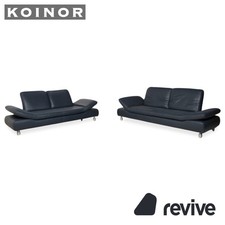 Koinor Rivoli Conjunto Tres Plazas Dos Plazas Cuero Sofá Azul Función Manual