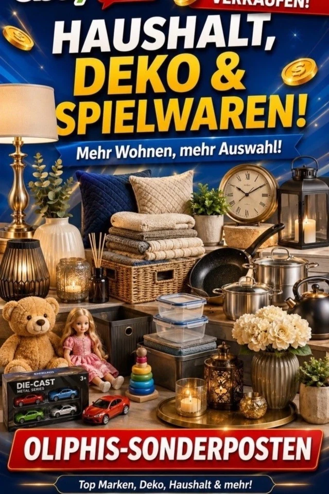 Baumarkt, Haushaltsartikel, Kleidung, Schuhe, Deko, Mystery und vieles mehr