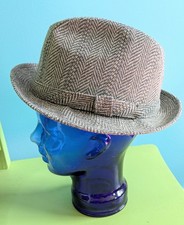 Dorfman Pacific SZ 7-7.5 Vintage Wool Herrinbone Tweed Fedora Hat Classic Casual