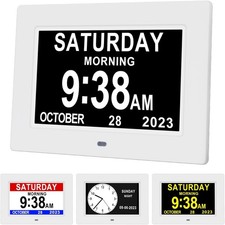 7 Inch Dementia Clock for Seniors Impaired Vision Alzheimers Digital Calendar...