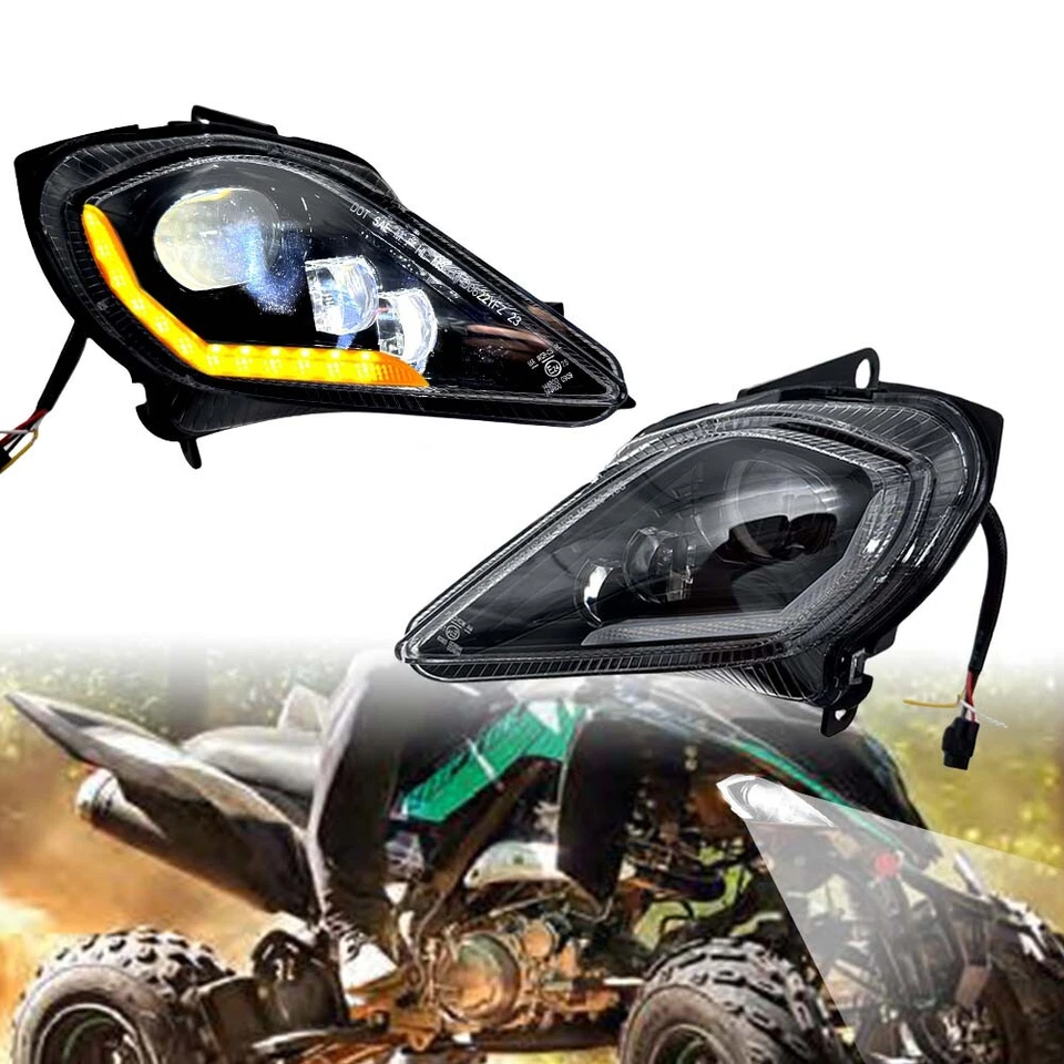 LED Headlights DRL Yellow Turn for Yamaha Raptor 700 250 350 YFZ 450 450R 06-23 - Image 2 of 4