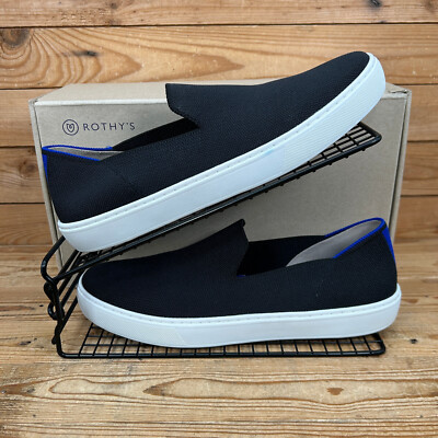 Rothys Sneaker Damen Größe UK 7,5 Original Slipper Schwarz Blau Komfortschuhe
