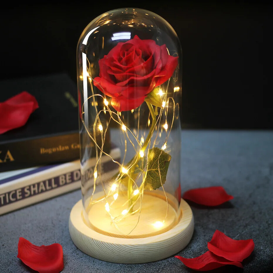 Beauty and The Beast Rose LED Enchanted Galaxy Rose Eternal Flower Lighted  Décor