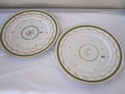 Haviland Limoges Vieux Paris Vert 10 3/8'' Large Dinner Plates  heavy use lot# 5