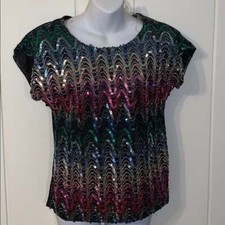 Fantastic VTG 80s multi colored sequined top