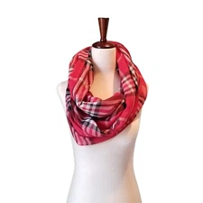V. Fraas Women's Infinity Scarf Red Black Plaid One Size Holiday Christmas Fall
