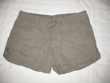 Old Navy Linen Blend Shorts 12 Brown Drawstring Cuffed Lightweight Womens
