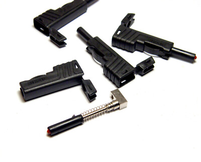 4x Hirschmann SLS200 Laborstecker / 4 mm Bananen-Stecker mit Feder-Hülse