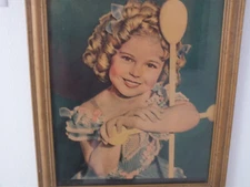 Shirley Temple lithograph print Heidi vintage framed under glass 11"x14"