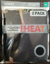 32 Degrees Womens Heat Pant Base Layer Pant Moisture Wicking 2 Pack Black XL