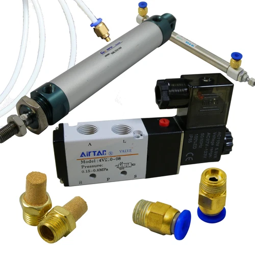 Pneumatic Cylinder Linear Actuator Kit 4V210-08 Solenoid Valve Air Piston Tubing