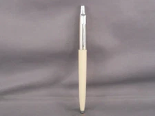 Parker Jotter Ball Pen--white-brass threads--feather clip