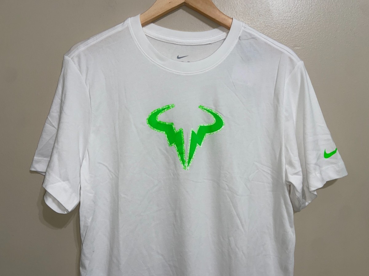 Nike Dri-FIT Rafa Nadal Tennis T-Shirt White Green DZ2639-100