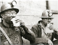 Old Time Pasty Eating Iron Miners Holding Pasties Mining Lamps Helmets MUST SEE