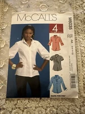 McCalls Pattern shirt  M6035 Sz AA 6-8-10-12 Misses Shirts Blouse Uncut FF