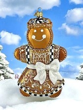MacKenzie-Childs Farmhouse Gingerbread Girl Glass Ornament Brand New in Box