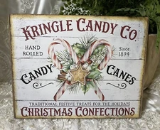 Kringle Candy Co,  Candy Canes,  Christmas  Handcrafted Plaque / Sign #1