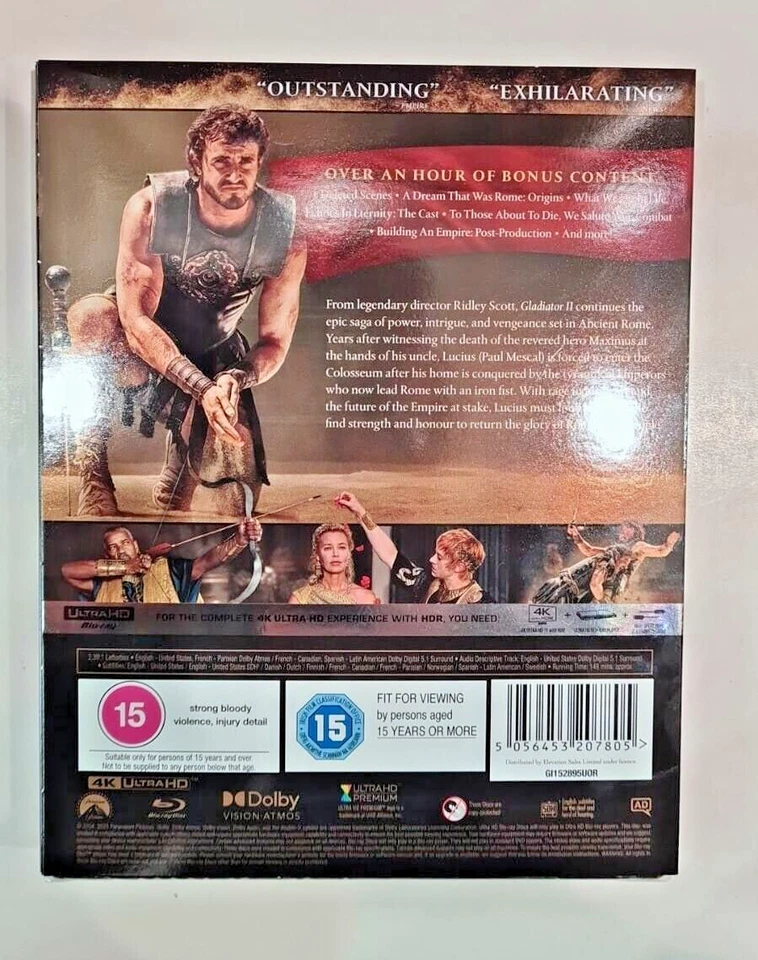 4K UHD BLU-RAY   GLADIATOR II     GLADIATOR 2     BRAND NEW SEALED UK STOCK - Image 2 of 2