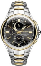 Seiko Men's Solar Coutura Perpetual Chronograph Two Tone Watch SSC376
