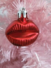 12pc Valentine's Red Lips Hearts Plastic Tree Ornaments Decorations 1.5"