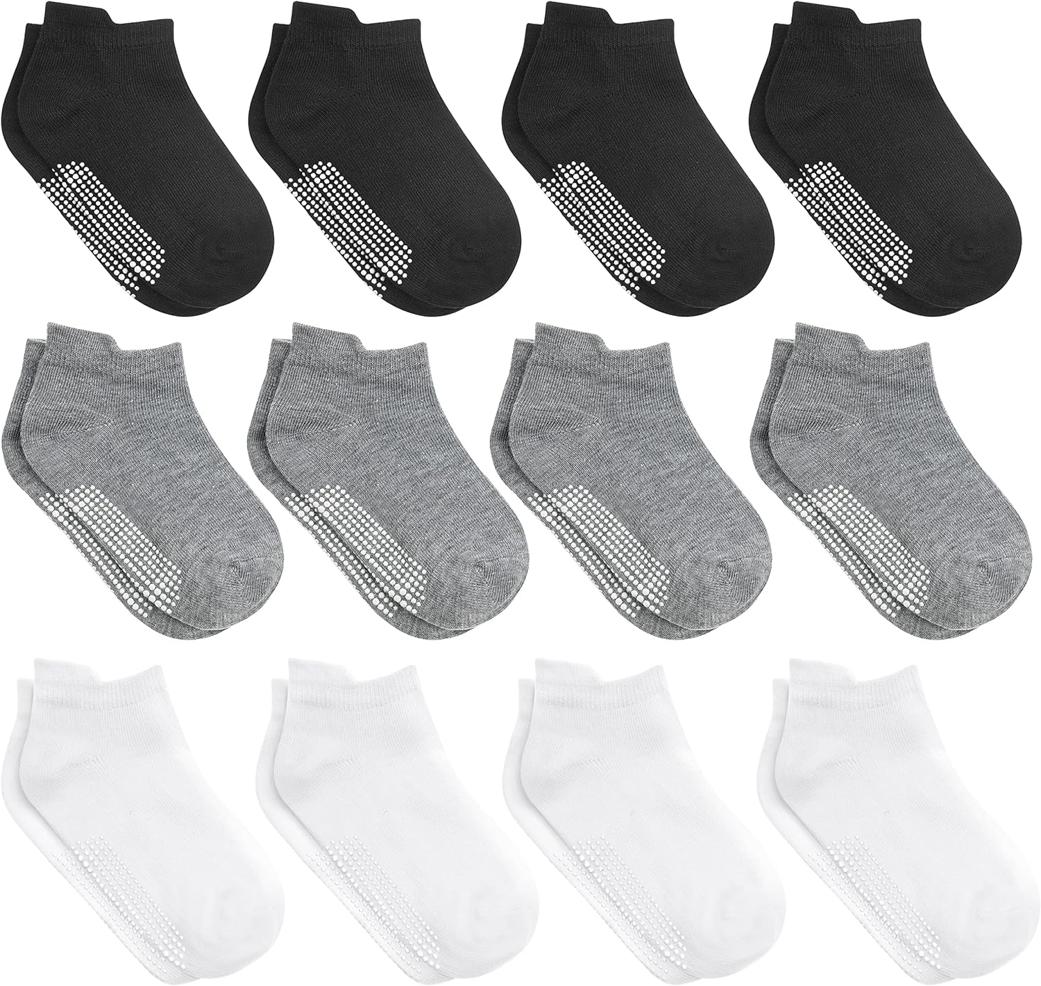 12 Pairs Non-Slip Toddler Ankle Socks with Grips for Baby Boys and Girls Anti-Sl