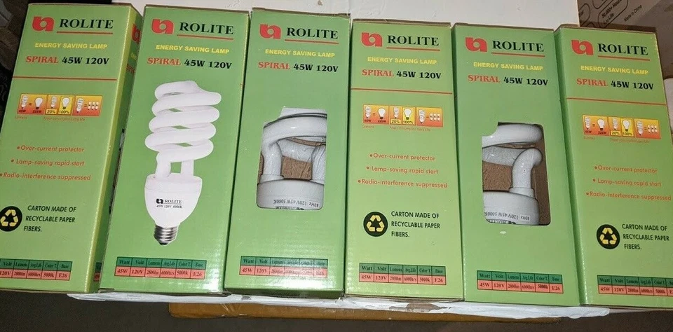 45W-150W Equivalent Spiral CFL Light Bulb - 120V- 5000K- E26 Base(6-Pack) - Image 2 of 4