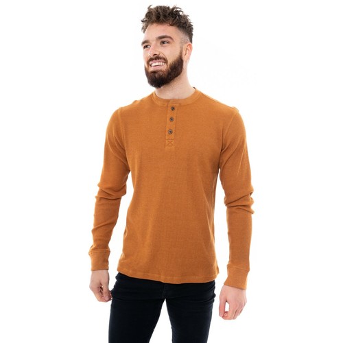 Mens Henley T-Shirt Jumper Top Thermal Grandad Neck Waffle Knit Long Sleeve Work - Picture 20 of 31