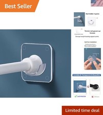 Adhesive Shower Curtain Rod Holder 4 Pack,Transparent Tension Bracket,No Dril...