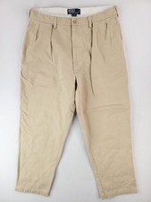 Vintage Polo Ralph Lauren Andrew Pants Mens 36x30 Khaki Pleated Relaxed Tapered
