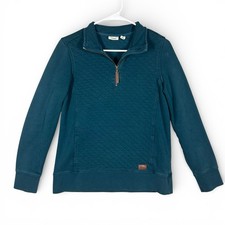 L.L. Bean Women's Small Quilted Quarter-Zip Pullover Sweatshirt Outdoors Teal
