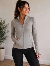 NWT Danskin Rib Yoga Jacket Women s Medium Atmosphere Full Zip Stretch...