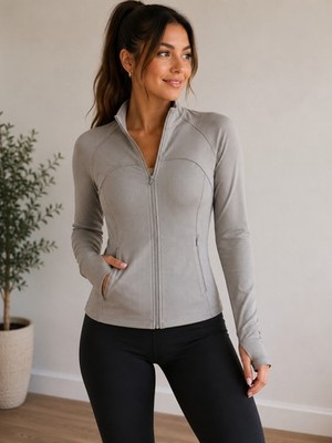 NWT Danskin Rib Yoga Jacket Women s Medium Atmosphere Full Zip Stretch...