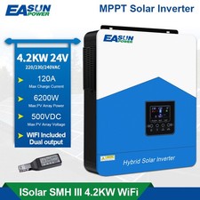 Easun Solar Wechselrichter 4200W Hybrid Off-Grid Inverter 24V Wifi MPPT 120A BMS