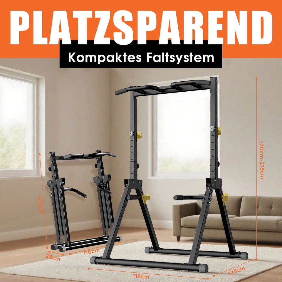 DH FitLife Power Tower Klimmzugturm Dip Station Faltbar 150kg Home Gym - Bild 3 von 4