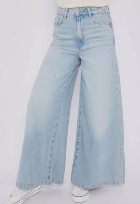 Damen M&S Denim Palazzo Jeans Stretch Flare Wide Leg High Rise Marks