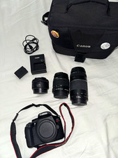 Canon EOS Rebel T6 DSLR 18MP 3in Black w/ 18-55 75-300 50mm Lenses