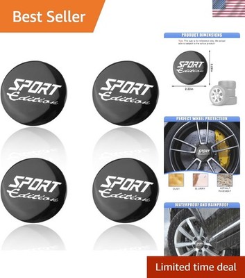 4PCS Waterproof Universal Wheel Hub Center Caps - 56mm Sporty Black Design