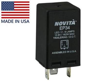 Novita EP34 3-Pin Electronic Turn Signal Flasher Relay Hazard LED Light Bulb USA
