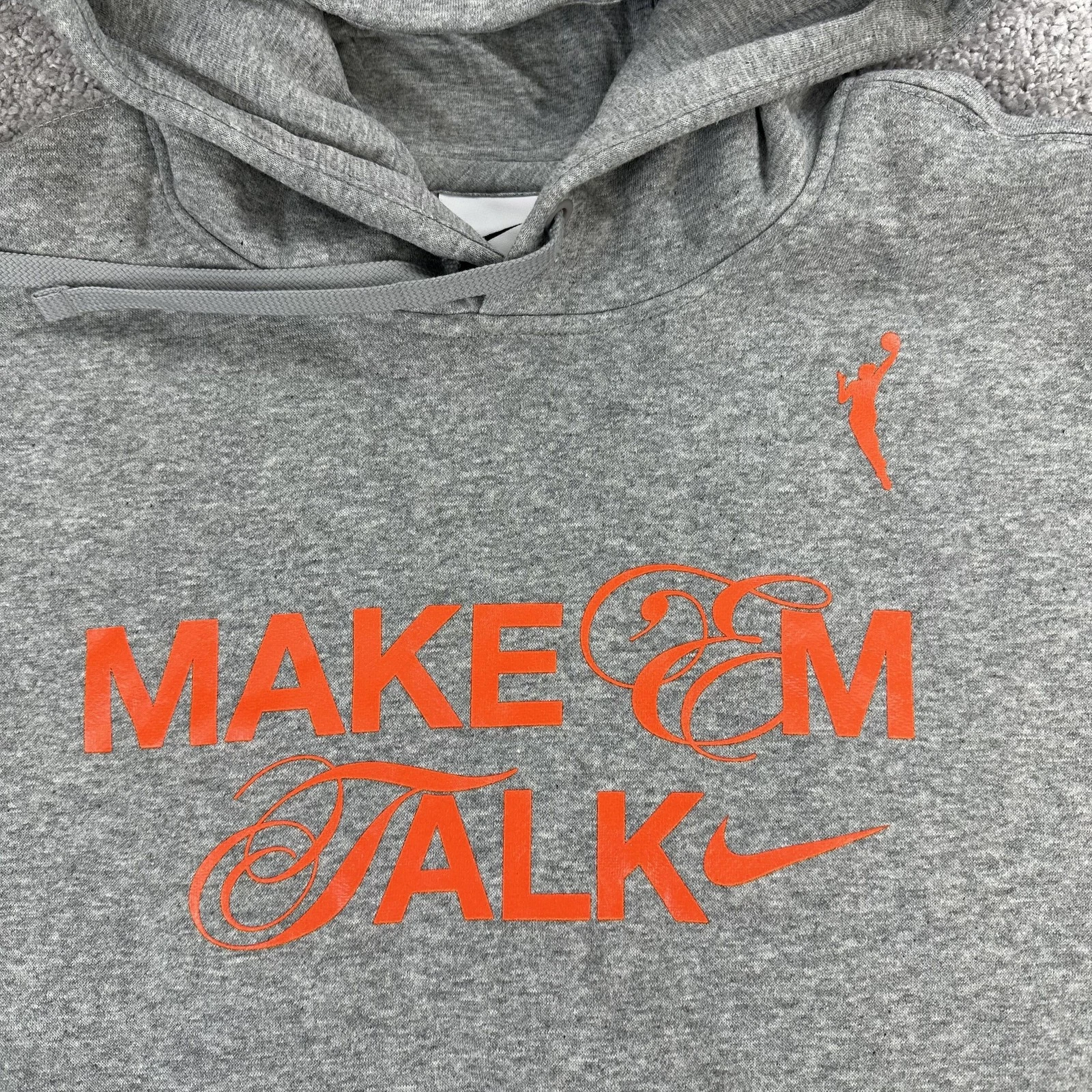 WNBA Nike Hoodie Mens XL Gray Make 'Em Talk Pullover Fleece Sweatshirt Pullover image 3