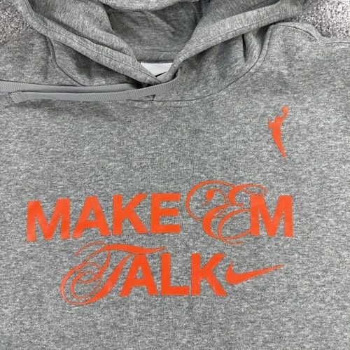 WNBA Nike Hoodie Mens XL Gray Make 'Em Talk Pullover Fleece Sweatshirt Pullover image 3