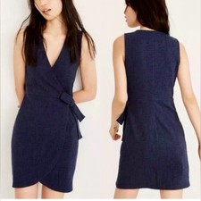 Madewell Navy Texture & Thread Short-Sleeve Side-Tie Dress M