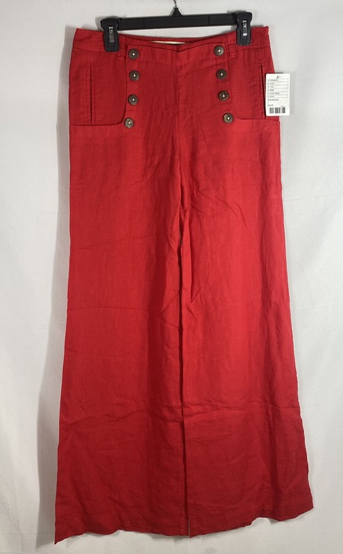 Daughters of the Liberation Women's Red Wide Leg Sailor Button Pants Sz 2 NWT
