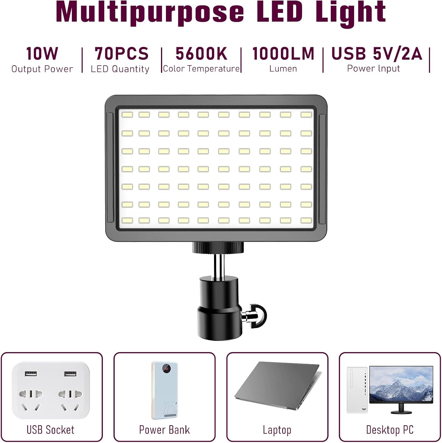 Photography Lighting Kit Dimmable 5600K USB Led Video Studio 9* Color Filters 