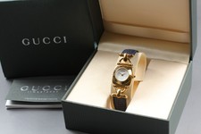 Near MINT / Full Set GUCCI Horsebit 6300L White Gold Quartz Ladies Watch JAPAN
