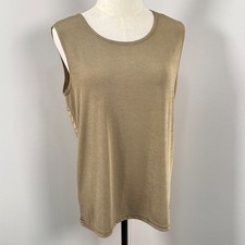 Vintage 1XL Sleeveless Top Metallic Shimmer Scoop Neck Stretch Shell Made in USA