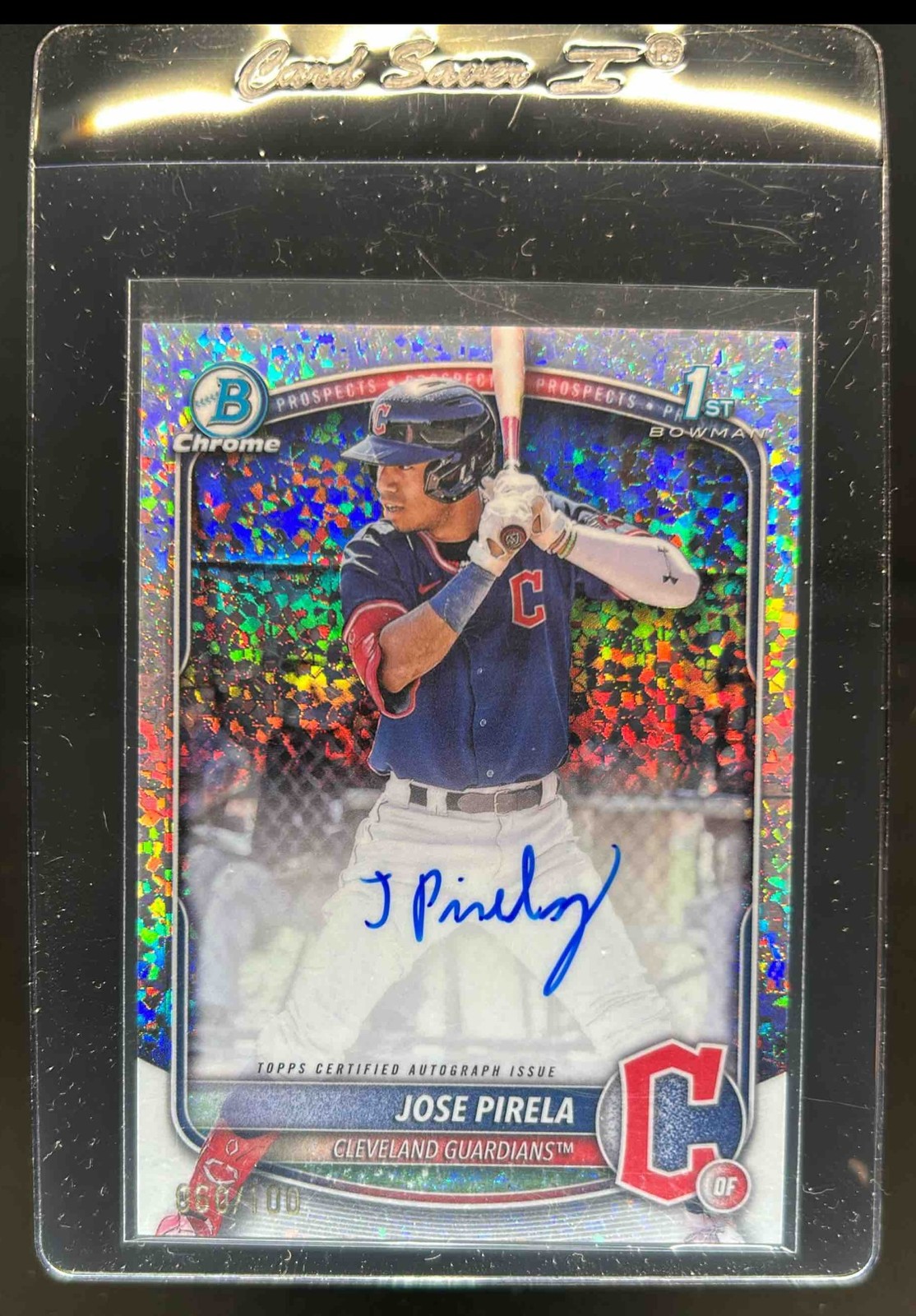 2025 Bowman Jose Pirela Chrome Auto Mini-Diamond Refractor 1st #/100