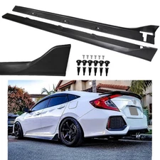 Matte Black Side Skirts Extension FIT Honda Civic 2016-2021 DX EX LX Si 4-Door